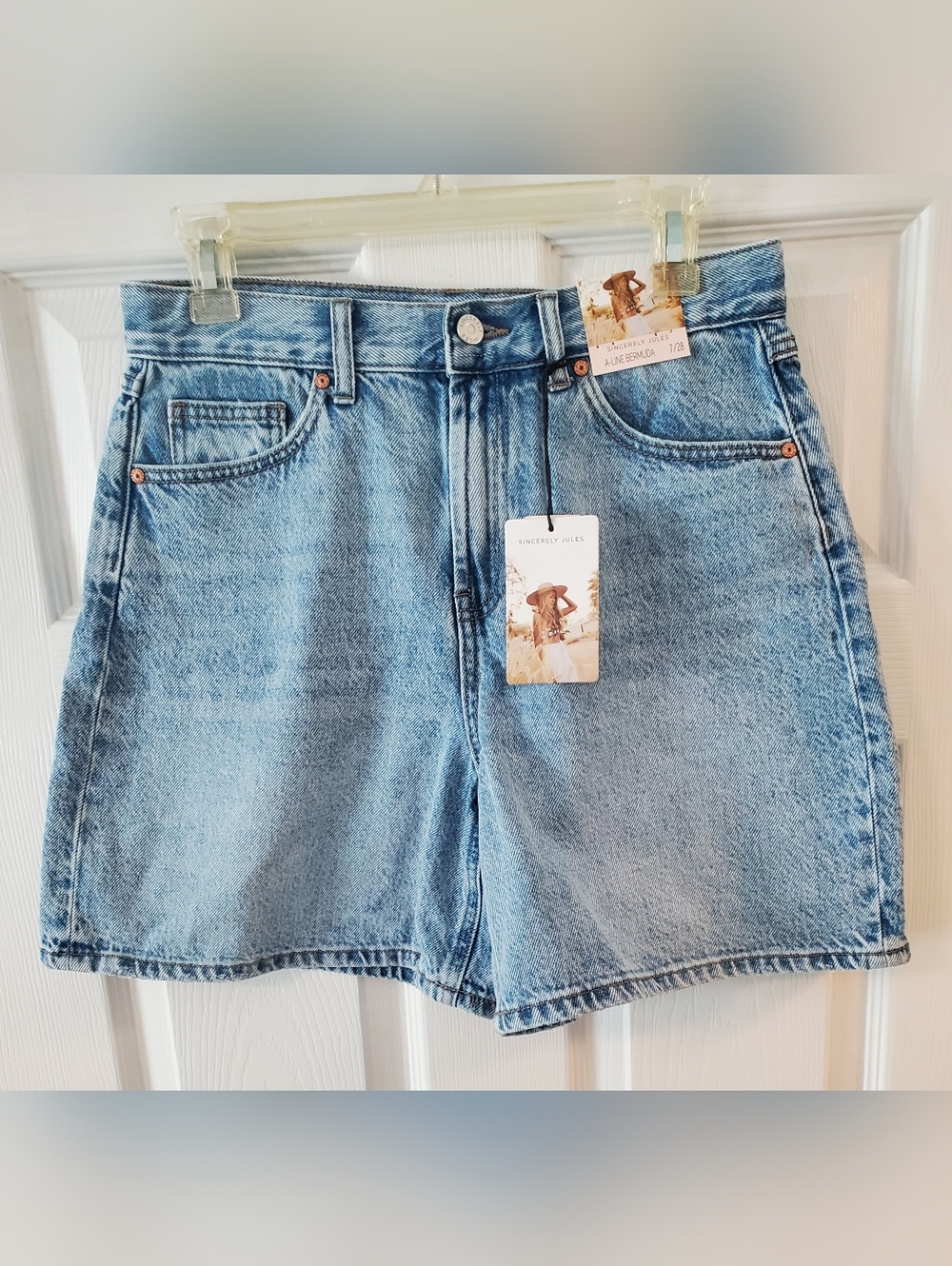 High-Rise Denim Bermudas NWT
